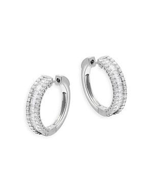 Bloomingdale's Diamond Round & Baguette Hoop Earrings In 14k White Gold, 1.70 Ct. T.w. - 100% Exclusive