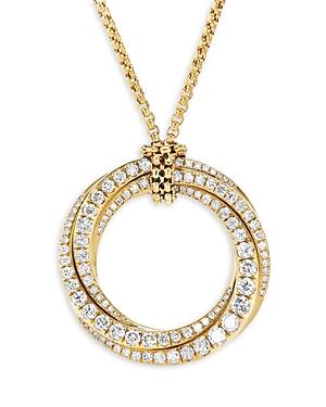 David Yurman 18k Yellow Gold Diamond Large Spiral Circle Pendant Necklace, 18