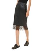 Michael Michael Kors Lace-hem Faux-leather Midi Skirt