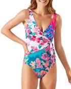 Tommy Bahama Bougainvillea Wrap Front One Piece Swimsuit
