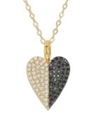 Rachel Reid 14k Yellow Gold Black & White Diamond Heart Pendant Necklace, 16-20