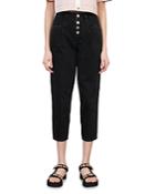 Maje Patartex Cropped Button Fly Jeans In Black