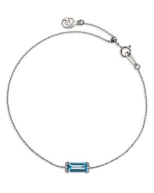 Bloomingdale's Blue Topaz & Diamond Accent Chain Bracelet In 14k White Gold - 100% Exclusive