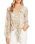 Vince Camuto Printed Tie-front Blouse