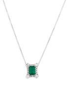 Bloomingdale's Emerald And Diamond Pendant Necklace In 14k White Gold, 18 - 100% Exclusive