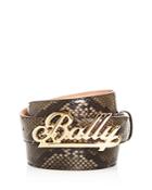 Bally Swoosh Snake-embossed Leather Belt