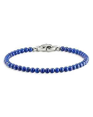 David Yurman Men's Sterling Silver Spiritual Beads Lapis Bead Bracelet