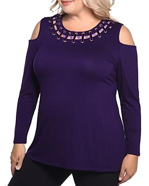 Belldini Cold Shoulder Lace Up Top
