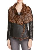 Barbara Bui Leather And Printed Fur Jacket