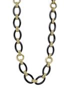 Lagos 18k Yellow Gold Black Caviar Black Ceramic Oval Link Necklace, 18 - 100% Exclusive