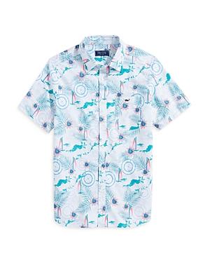 Vineyard Vines Stretch Cotton Short-sleeve Bvi Island Map Shirt