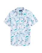 Vineyard Vines Stretch Cotton Short-sleeve Bvi Island Map Shirt