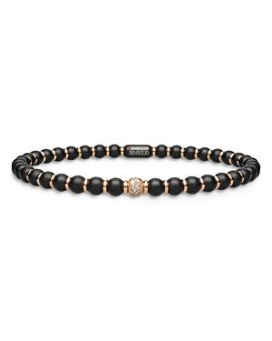 Roberto Demeglio 18k Rose Gold & Matte Black Ceramic Stretch Bracelet With Champagne Diamonds