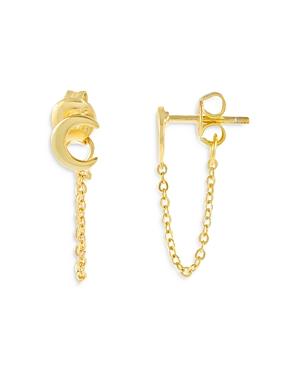 Adinas Jewels Crescent Moon Draped Chain Earrings