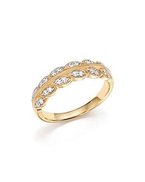 Diamond Leaf Band In 14k Yellow Gold, .25 Ct. T.w.