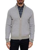 Robert Graham Armidale Cotton Textured Knit Classic Fit Full Zip Mock Neck Sweater