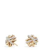 David Yurman Crossover Earrings With Diamonds In 18k Gold