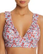 Shoshanna Ruffle Neck Floral Bikini Top