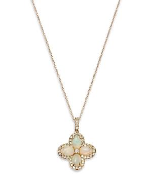 Bloomingdale's Opal & Diamond Clover Pendant Necklace In 14k Yellow Gold, 18 - 100% Exclusive