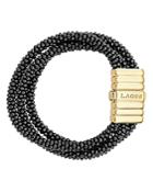 Lagos Gold & Black Caviar Collection 18k Gold & Ceramic Three Strand Bracelet