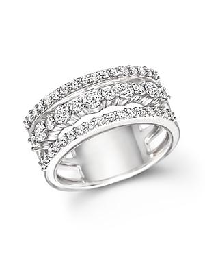 Diamond Triple Row Band Ring In 14k White Gold, 1.0 Ct. T.w.