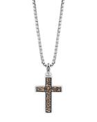 John Hardy Sterling Silver Classic Chain Smoky Quartz Cross Pendant Box Chain Necklace, 26l