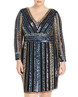 Adrianna Papell Plus Embellished Stripe Dress