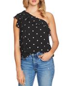 1.state One-shoulder Dot-print Ruffle Top