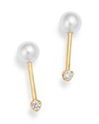 Zoe Chicco 14k Gold Cultured Freshwater Pearl & Diamond Barbell Stud Earrings