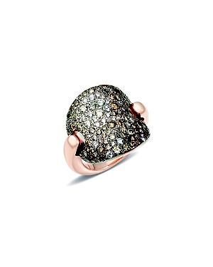 Pomellato Sabbia Ring With Brown And White Diamonds In 18k Rose Gold