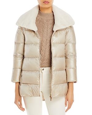 Herno Faux Fur Collar A Line Puffer Jacket