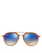 Ray-ban Round Sunglasses With Brow Bar, 53mm