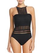 Kenneth Cole Perforated Bandeau One Piece Swimsuit