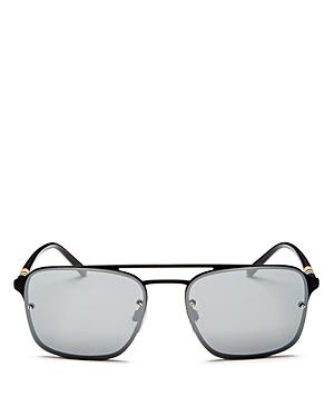 Burberry Mirrored Brow Bar Square Aviator Sunglasses, 56mm