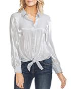 Vince Camuto Striped Organza Tie-front Blouse