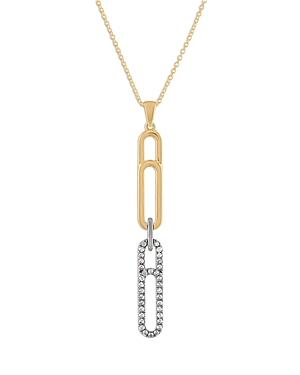 Bloomingdale's Diamond Paperclip Pendant Necklace In 14k White & Yellow Gold, 0.30 Ct. T.w. - 100% Exclusive