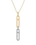 Bloomingdale's Diamond Paperclip Pendant Necklace In 14k White & Yellow Gold, 0.30 Ct. T.w. - 100% Exclusive
