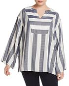 Vince Camuto Plus Bell-sleeve Stripe Tunic