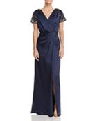 Aidan Mattox Embellished Faux-wrap Gown - 100% Exclusive