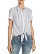 Fore Stripe Button-down Cropped Shirt