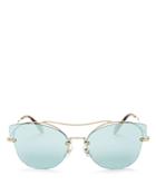 Miu Miu Mirrored Brow Bar Rimless Cat Eye Sunglasses, 66mm