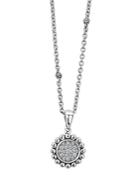 Lagos Sterling Silver Caviar Spark Diamond Pendant Necklace, 18