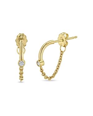 Zoe Chicco 14k Yellow Gold Diamond Chain Huggie Hoop Earrings