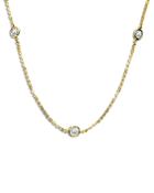 Aqua Bezel Station Necklace In Yellow Gold Plated Sterling Silver - 100% Exclusive