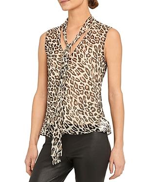Theory Silk Leopard Print Top