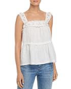 La Vie Rebecca Taylor Embroidered Tiered Floral Tank
