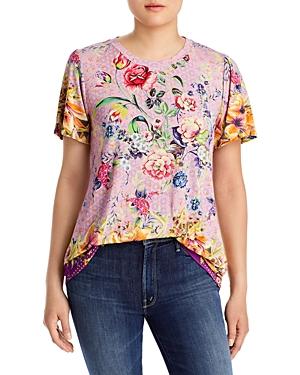 Johnny Was Topiary Gathered Short Sleeve Knit Top