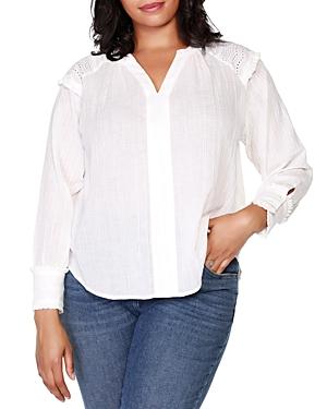 Belldini Plus Ruffled Trim Split Neck Top
