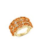 Bloomingdale's Citrine & Diamond Multi Row Ring In 14k Yellow Gold - 100% Exclusive
