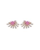 Hueb 18k Rose Gold Mirage Pink Sapphire & Diamond Cluster Stud Earrings